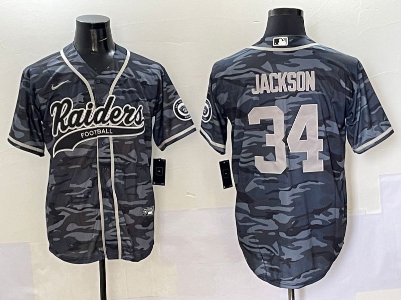 Men 2025 Oakland Raiders #34 Jackson Camo Joint Name Nike Limited NFL Jersey style 1->oakland raiders->NFL Jersey